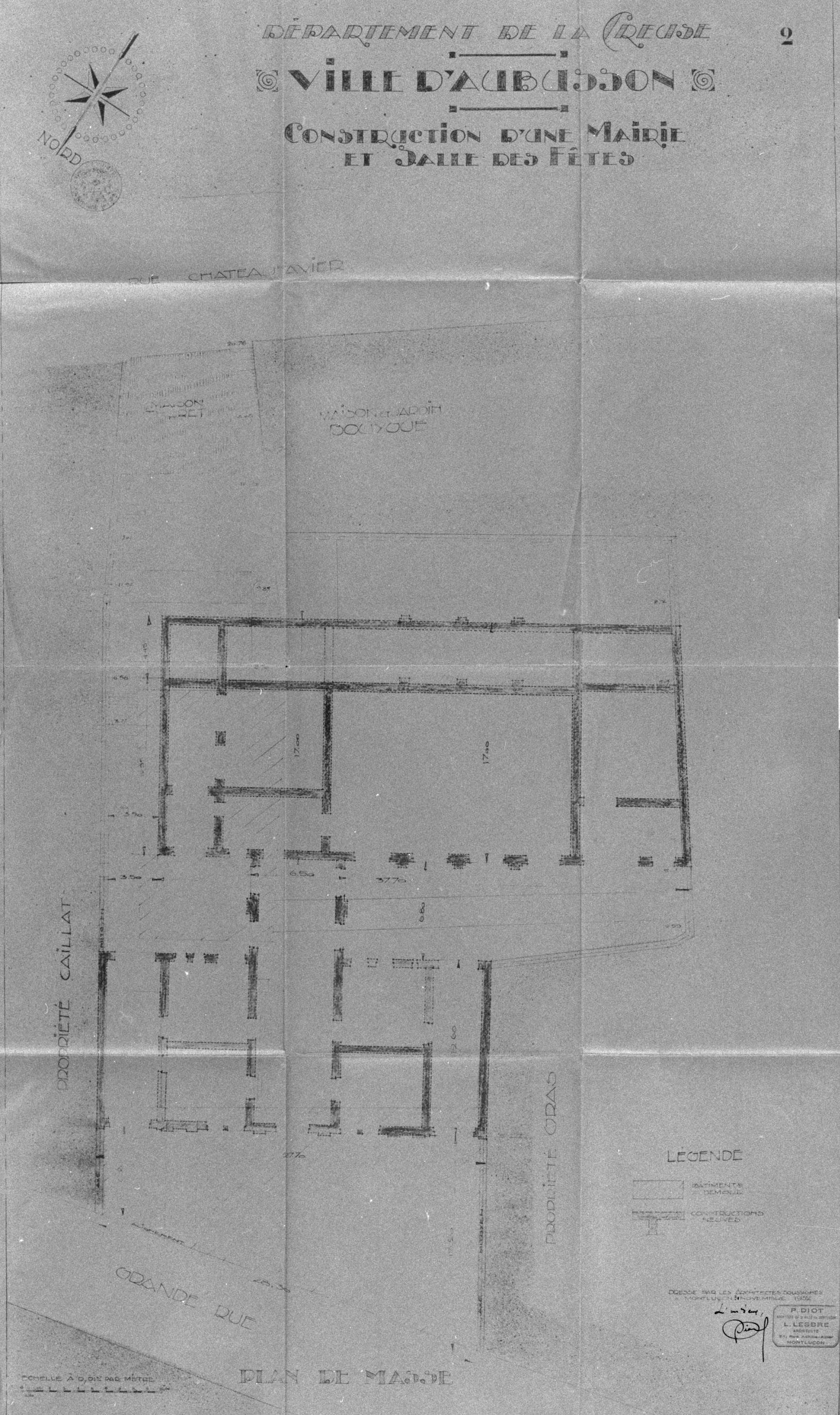 Plan masse au moment de la construction (AC Aubusson).