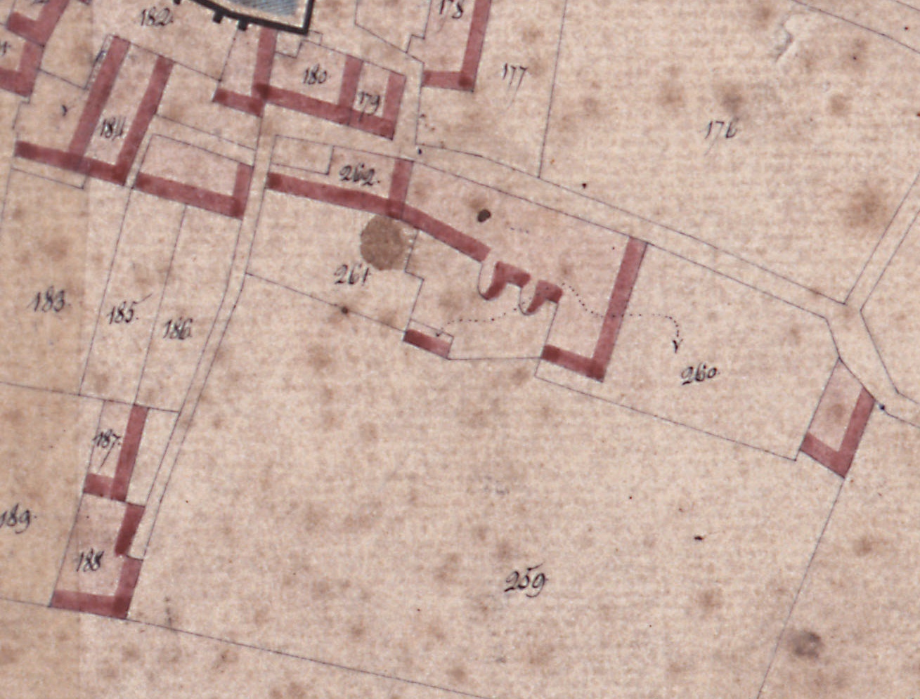 Extrait du plan cadastral de 1831, section C1 n°260.