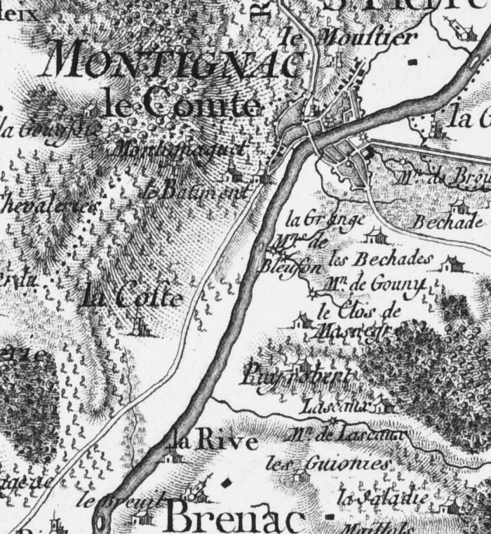 Extrait de la carte de Belleyme, planche 23, levée en 1768.