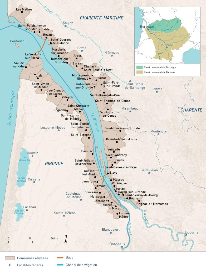 Carte du territoire estuarien : périmètre d'étude.