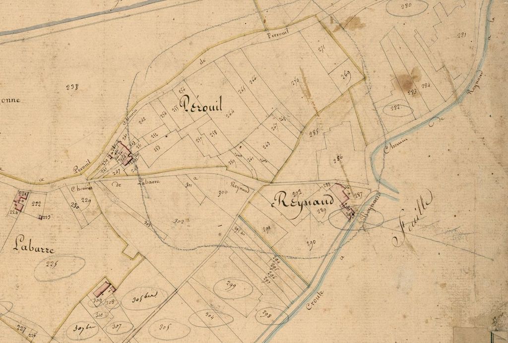 Extrait du plan cadastral de 1825, section C1.