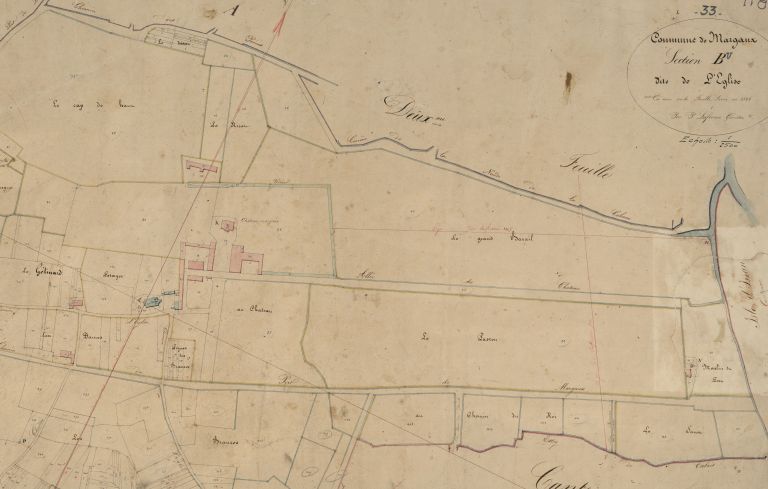 Extrait du plan cadastral de 1826 : parcelles 190, 191.