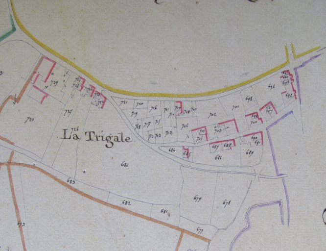 La Trigale sur le plan cadastral de 1818.