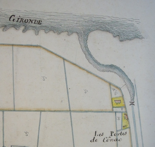 Le chenal, rive gauche, sur le plan cadastral de 1828.