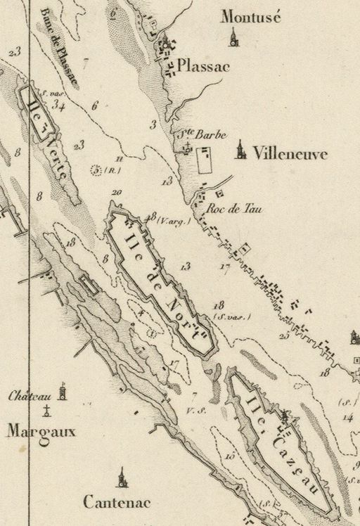 Extrait de la carte du cours de la Gironde, Dordogne et Garonne, 1825