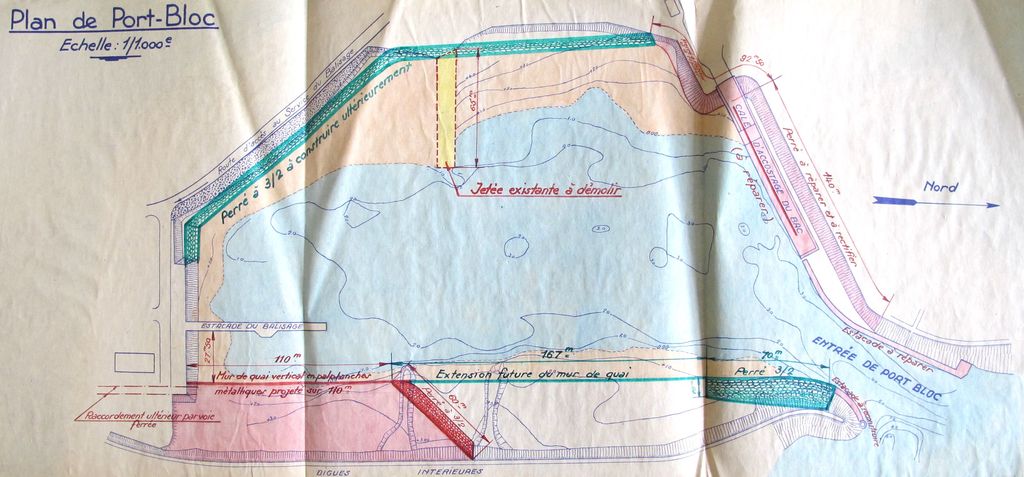 Plan d'ensemble des installations projetées, remise en état de Port Bloc, après la Libération (mai 1946).