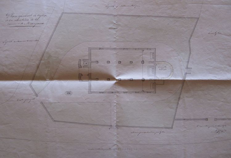 Plan général de l´église et du cimetière de la commune de Margaux, Déjean, 2 mai 1858.