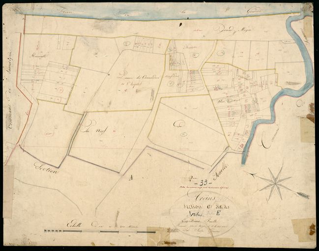 Extrait du plan cadastral de 1826 : 25. Parcelle dite Prairie des Commandeurs ou L'Hôpital.