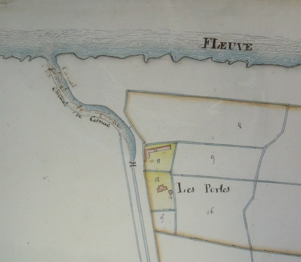 Le chenal, rive droite, sur le plan cadastral de 1828.