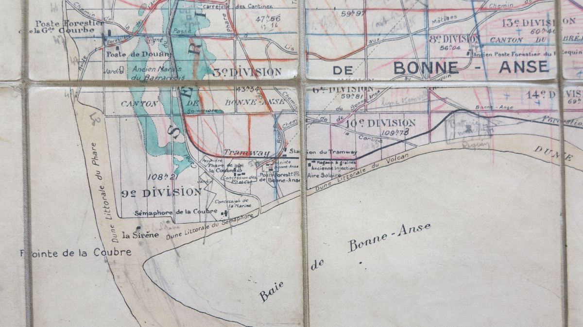 Le sémaphore de Bonne-Anse sur une carte de la forêt de la Coubre vers 1910.