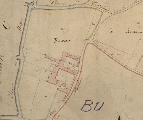 Exrtait du cadastre de 1826 : parcelles 268 à 277, 284.