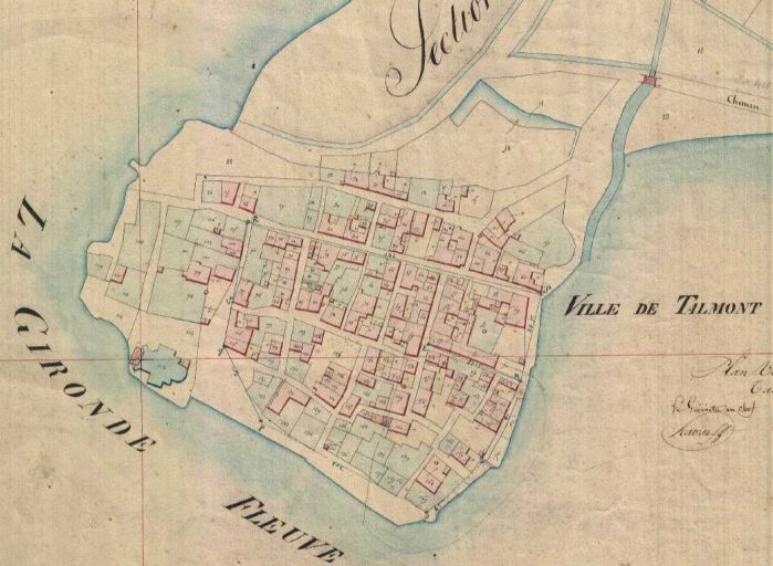 Le chenal, à droite, sur le plan cadastral de 1831.