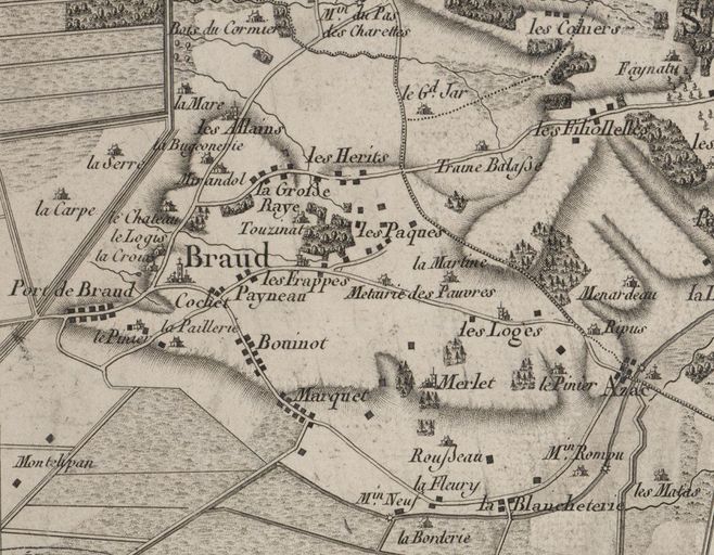 Extrait de la carte de Belleyme, 18e siècle.