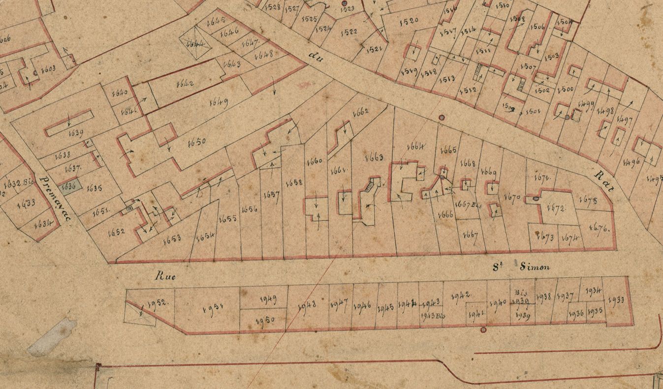 Détail du plan cadastral de 1832, section B3.