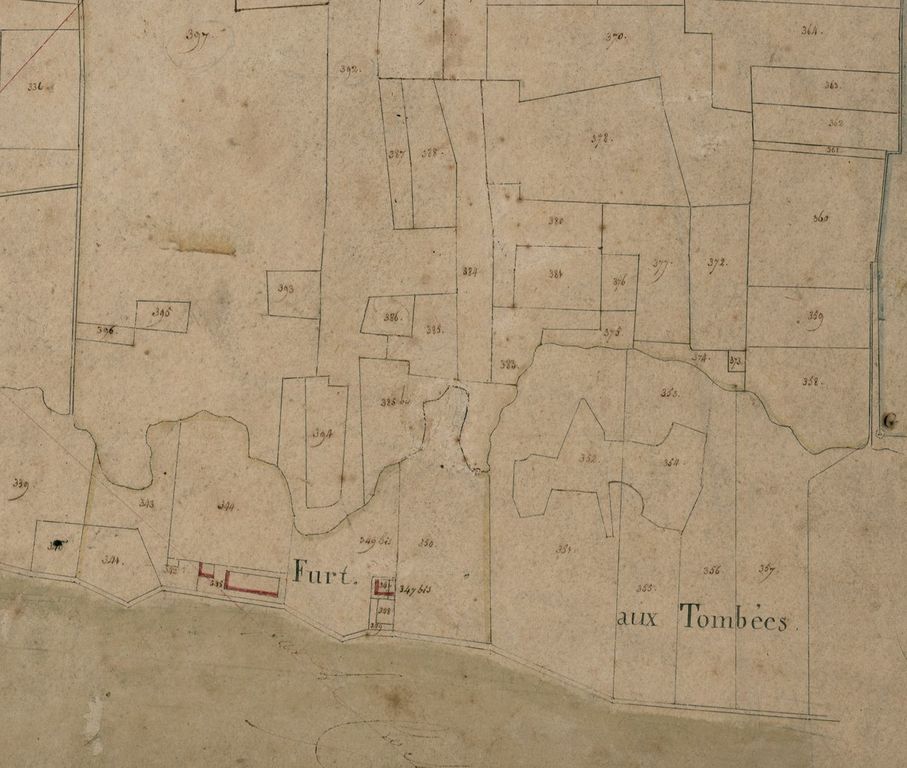 Extrait du plan cadastral, section B1, 1820 : lieu-dit Furt.