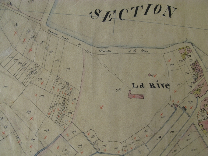 L'ancien château de Mortagne sur le plan cadastral de 1832.