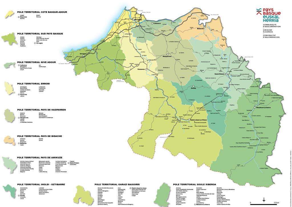 Carte de la communauté d'agglomération Pays-Basque.