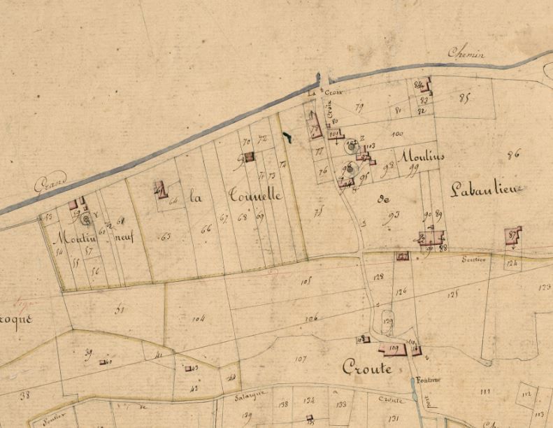 Extrait du plan cadastral de 1825, section C1.