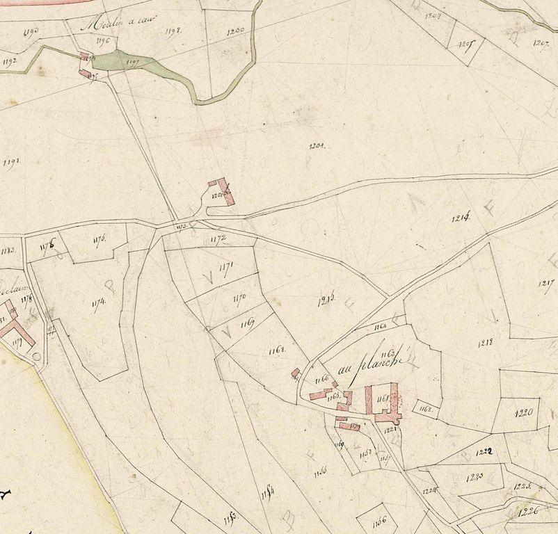 Extrait du plan cadastral de 1813, feuille D3.