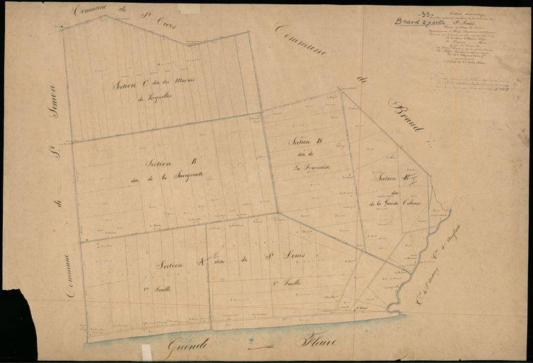 Tableau d'assemblage du cadastre napoléonien, 1827 : les marais.