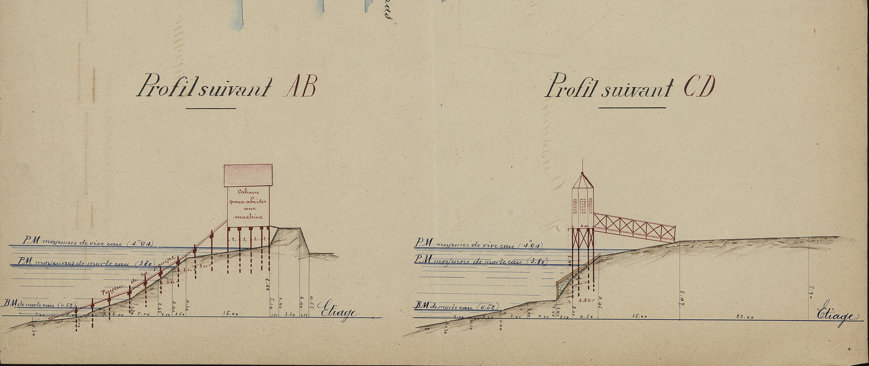 Coupe de la cabane et du second kiosque, 1889.