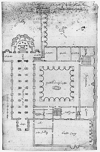 Projet de 1640. Plan d'ensemble, rez-de-chaussée.