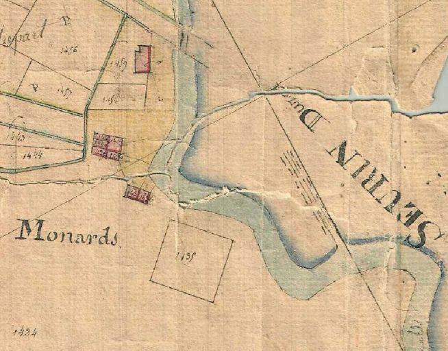 Le port des Monards sur le plan cadastral de Barzan en 1833.