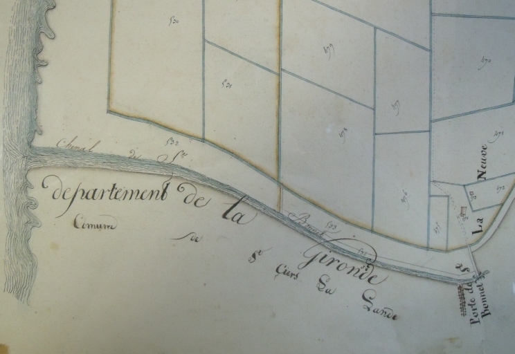 Le chenal et la porte de Saint-Bonnet sur le plan cadastral de 1828.