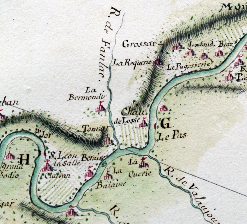 Le château de Losse en 1696, selon un extrait de la 