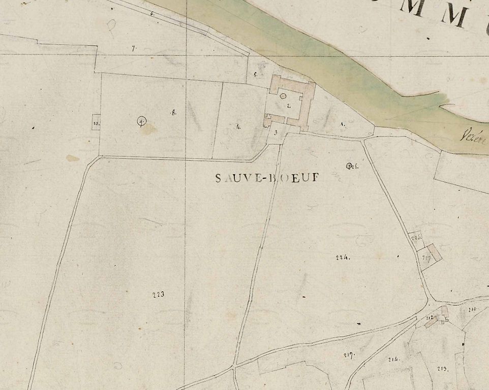 Extrait du plan cadastral ancien de la commune d'Aubas, section B1, 1813.