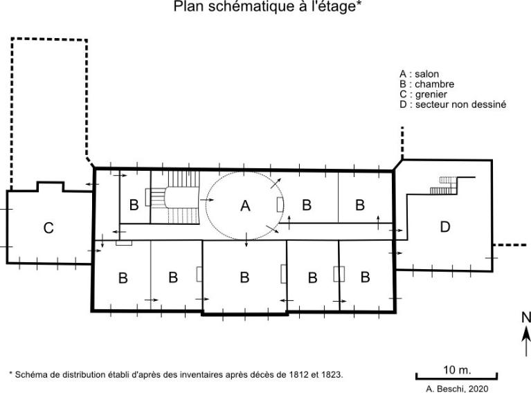 Plan schématique à l'étage.