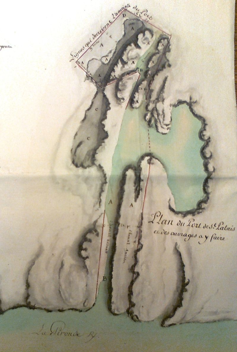 Plan du port de Saint-Palais vers 1768, avec projet d'amélioration, par M. de Kearney.