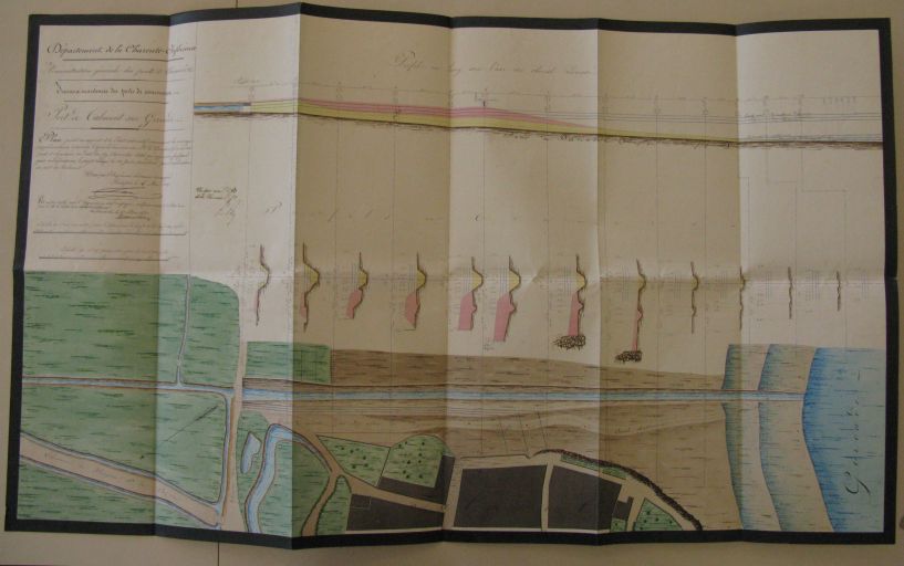 Plan du projet d'amélioration du port de Talmont par l'ingénieur Lessore, 1836.