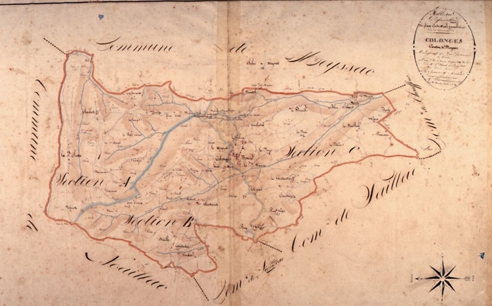 Extrait du cadastre de 1831. Tableau d'assemblage.