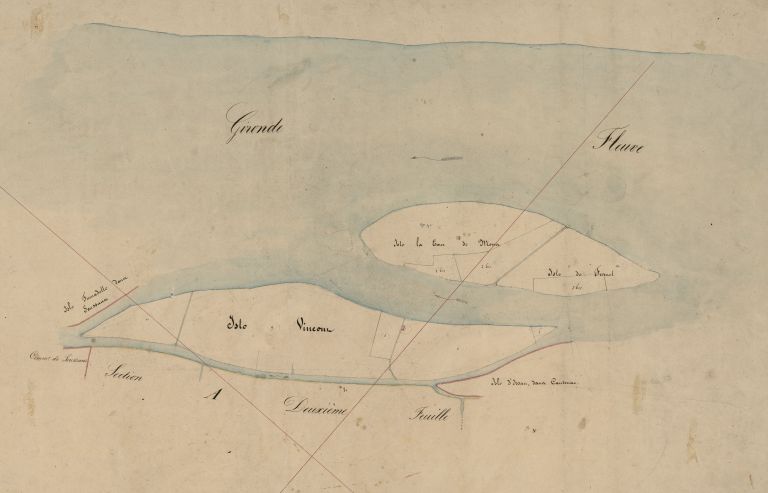 Extrait du plan cadastral de 1826 : parcelles 1 à 4.