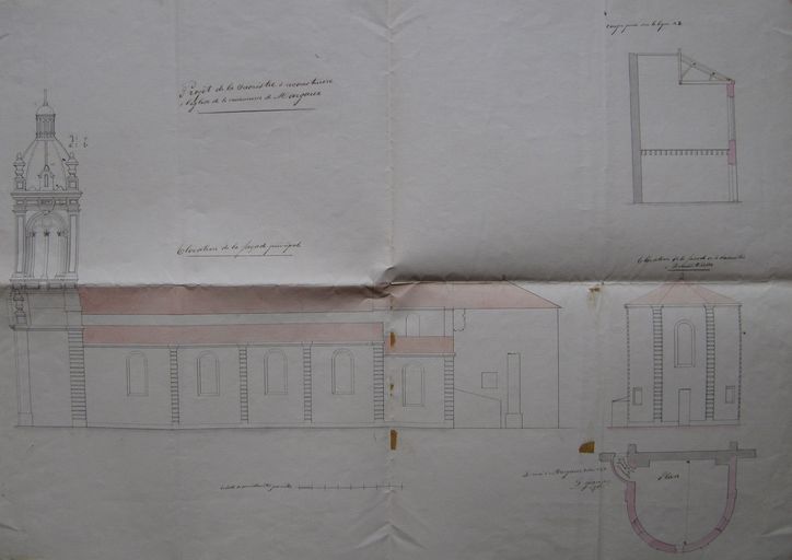 Projet de la sacristie à reconstruire à l´église de Margaux, Déjean, 2 mai 1858.