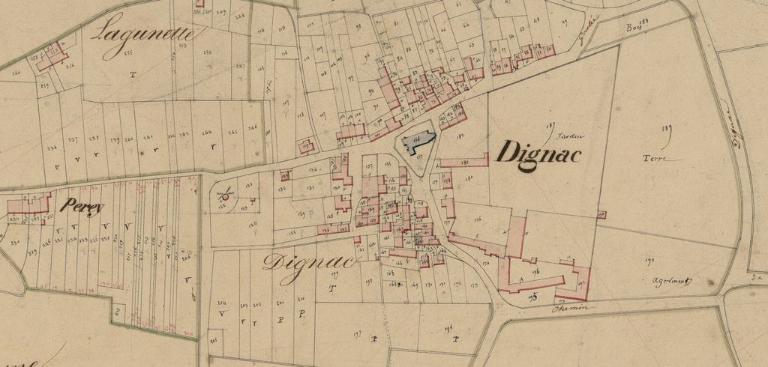 Extrait du plan cadastral napoléonien de 1833, section B.