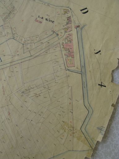 La Rive, le port et le chenal sur le plan cadastral de 1832.