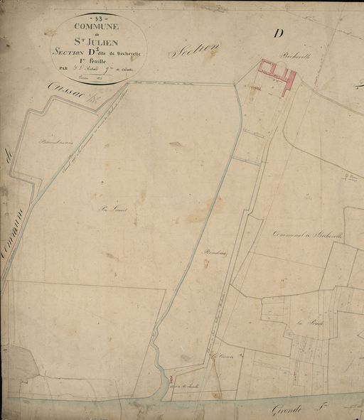 Extrait du plan cadastral de 1825 : parcelles 10 à 16.