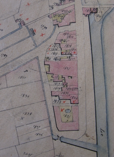 Le village de la Rive, côté nord, sur le plan cadastral de 1832.