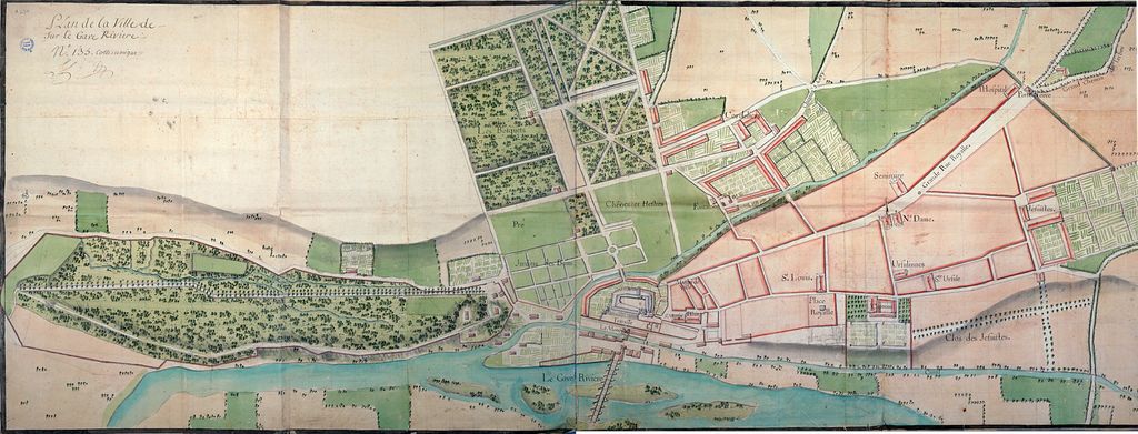 Plan de la ville de Pau sur le Gave.