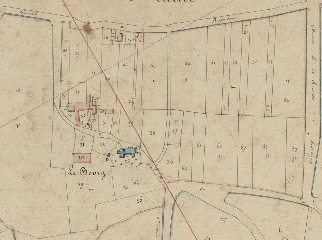 Extrait du plan cadastral, section C, du bourg, 1831.