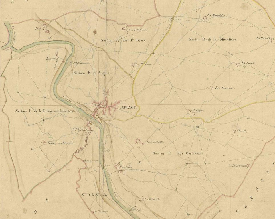 Extrait du cadastre napoléonien de 1826, tableau d'assemblage: Angles-sur-l'Anglin.