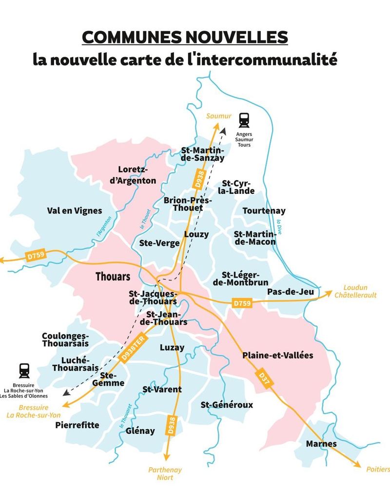 Carte de la Communauté de communes du Thouarsais.