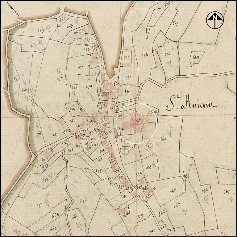 Extrait du plan cadastral de 1818, section B2.