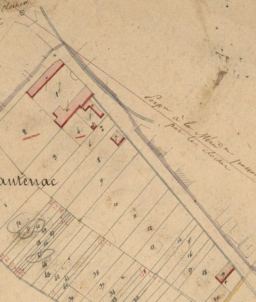 Extrait du plan cadastral, 1826, section B, parcelle 1.