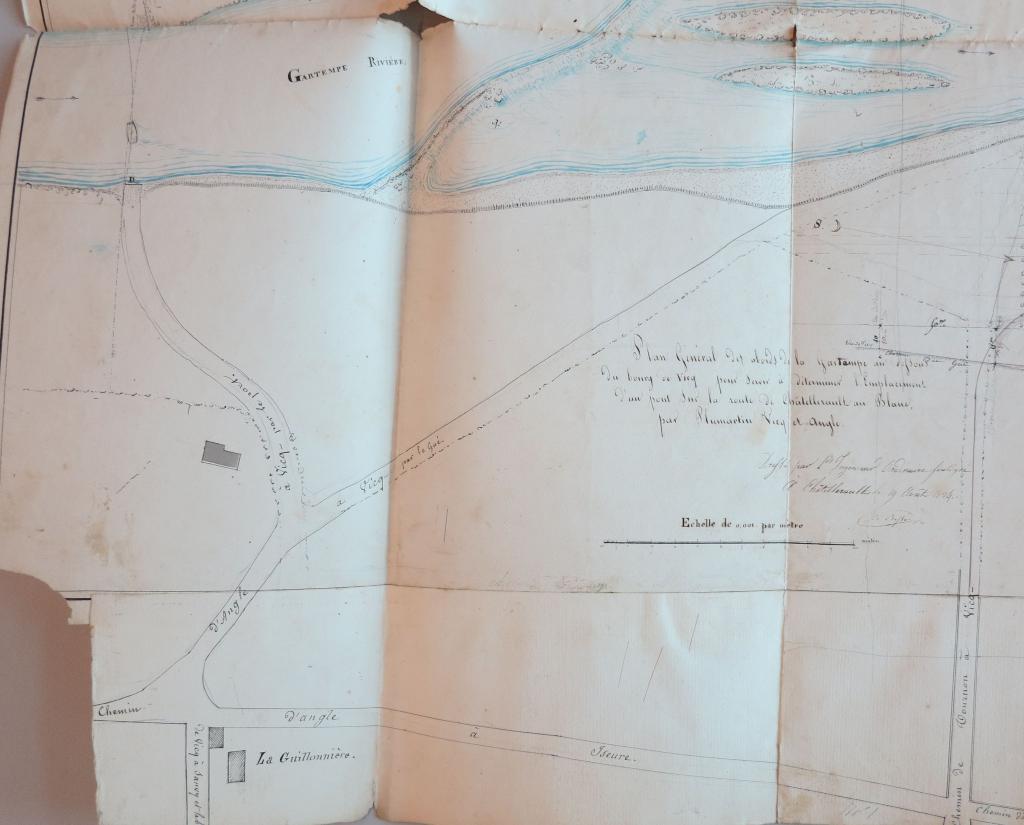 Chemin d'Angles à Vicq, à partir de la Guillonnière [Guyonnerie], par le port et par le gué, 1834.