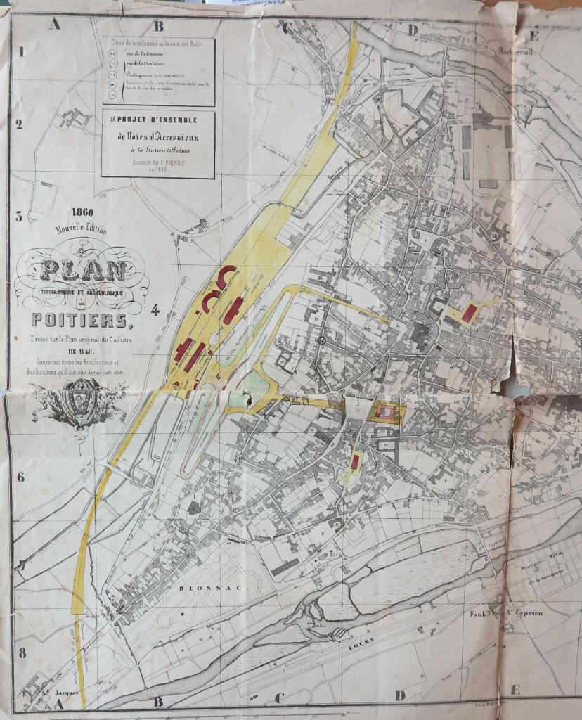 Projet d'ensemble de voies d'accessions à la station de Poitiers, présenté par A. Pichot en 1849, nouvelle édition 1860.