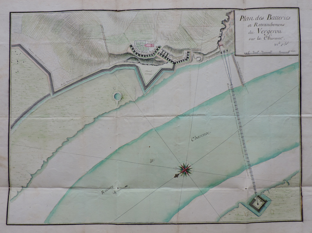 Plan des batteries et retranchements du Vergerou, 1692.