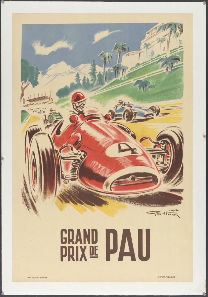 Affiche du Grand Prix automobile de Pau, 1950.